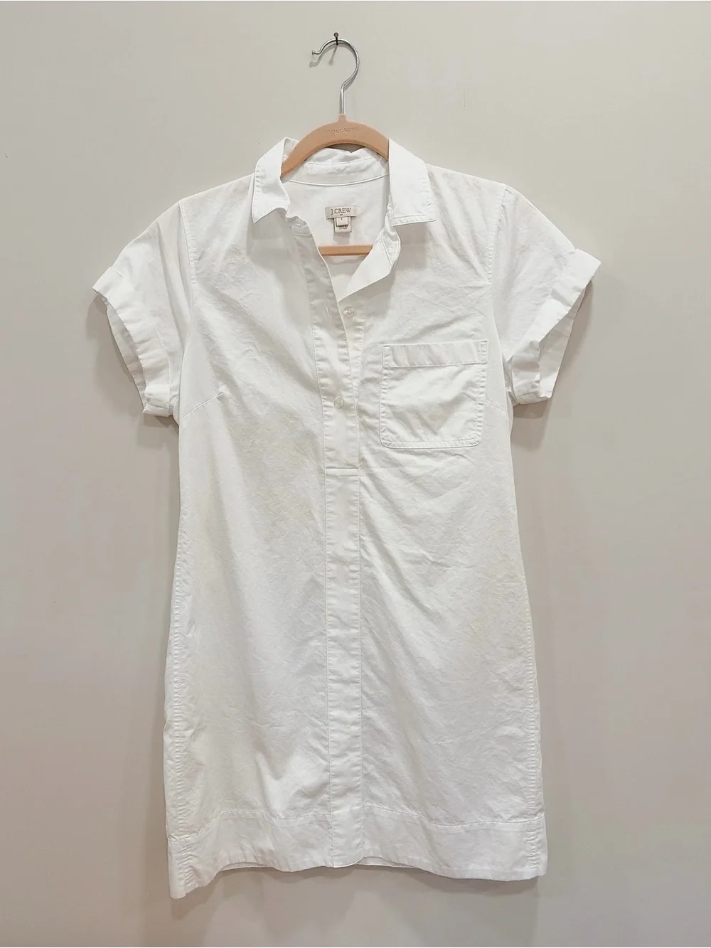 J. Crew White Short-Sleeve Button-Front Shirt Dress